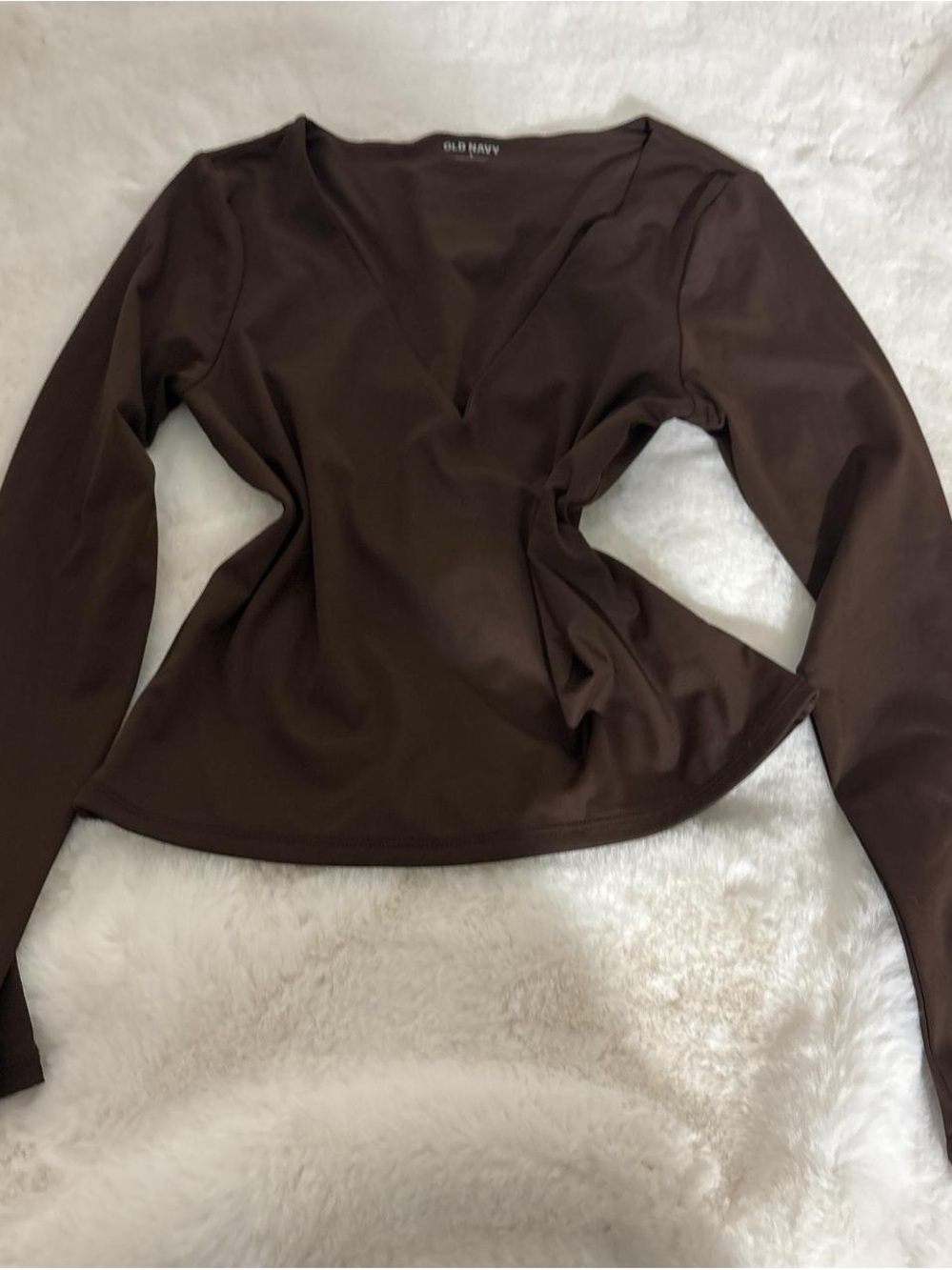 Old Navy Chocolate Brown Long-Sleeve V-Neck Top
